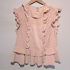 Blue Tassel | Eyelet Ruffle Top (L)